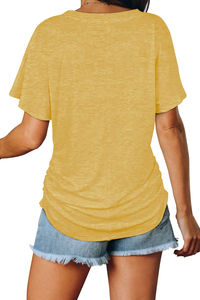 Camiseta de Moda para Mujer con Cuello en V, Verano, 100% Algodón, Transpirable, de Secado Rápido, Alta Calidad, con Logotipo Personalizado, Servicio OEM - Product Image 4