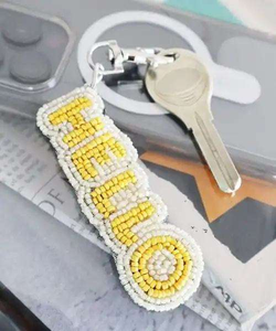 Handmade Embroidered Floral Beadwork Keychain Eco-Friendly Stainless Steel Fruit Rectangle Lightweight Custom Charm Coin Holder - Product Image 4