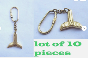 Brass Whale Tail Keychain Nautical Metal Key <b>Ring</b> with Carabiner <b>Clip</b> Marine-Themed Bag Key Accessory - Product Image 5