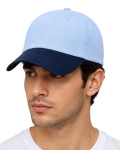 Manufacturer Customized Sky Blue And <b>Navy</b> Two Tone Baseball Cap Adjustable Unisex Cotton Sports Casual Outdoor Dad <b>Hat</b> Fashion - Product Image 1