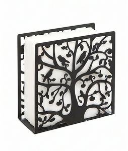 Decorative Metal Tissue Box Holder With Tree And <b>Birds</b> Design <b>Free</b> <b>Standing</b> For <b>Table</b> Use And Home And Kitchen Use - Product Image 1