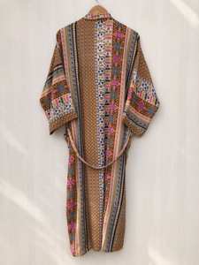 ชุดกิโมโนผ้าไหมสไตล์วินเทจทำมือจากอินเดียสำหรับผู้หญิง ชุดลำลองใส่ชายหาด ชุดนอน ชุดมุสลิมแบบดั้งเดิม จัดจำหน่ายโดยตรงแบบ ODM - Product Image 6