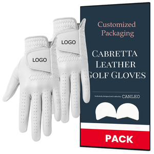 Gants de golf personnalisés avec logo, emballage haut de gamme, paume en cuir Cabretta souple, pour main gauche et droite, hommes et femmes, blanc, OEM, caractéristiques sportives Canleo - Product Image 1