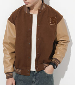 Chaqueta Varsity Unisex Personalizada de Estilo Urbano, Mezcla de Lana, Cuello Alto, Letras Bordadas a la Moda, Temporada de Invierno - Product Image 3