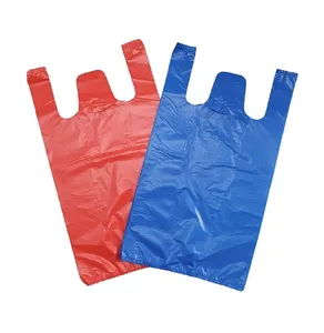Hochwertige HDPE Kunststoff T-Shirt Taschen für Supermarkt/Custom Logo Packt asche Perforierte Weste Träger Plastiktüten
