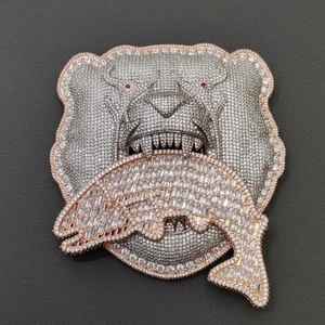 Pendentif Bouclier de Bouledogue en Moissanite VVS Effet Glacé avec Motif Poisson pour Rapper, Fête Hip Hop, en Argent 925, Bijoux Fins, Pendentifs et Breloques - Product Image 3