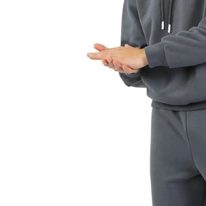Conjunto de Sudadera con Capucha y Pantalones Deportivos para Hombre, Color Sólido, Informal, de Felpa Tejida, para Otoño, con Cordón en la Cintura, Gris - Product Image 6