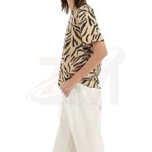 T-shirt personnalisé pour femme à imprimé tigre, col rond, manches courtes, coupe ample, décontracté, en coton tricoté, pour le printemps et l'été – Grande Vente - Product Image 5