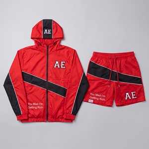 Conjunto Deportivo Personalizado de Talla Grande, Chaqueta Corta con Capucha y Pantalones Cortos, Transpirable, con Estampado, para Verano, Ropa de Entrenamiento Personalizable 100% - Product Image 1
