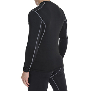 Men's <b>Black</b> <b>Long</b> <b>Sleeve</b> Compression Shirt Quick Dry Polyester Base Layer <b>Top</b> for <b>Gym</b> Training and Sports - Product Image 3