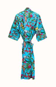 Kimono en coton imprimé floral oiseau Peignoir fait main pour femmes Peignoir Boho Kimono nuptiale pour femmes - Product Image 4