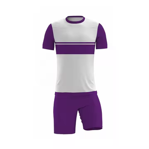 Ensemble de maillot et short de football pour homme, violet et gris, sublimation, polyester respirant, uniforme adulte, design personnalisé - Product Image 2