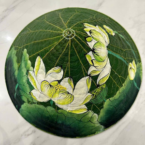 Good price lotus leaf bamboo hats custom painting non la traditional conical hat Vietnam manufacturer - Product Image 2
