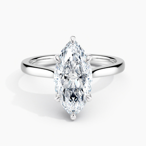 Bague de fiançailles solitaire en or blanc 18 carats avec halo caché, diamant de laboratoire de 2,00 carats, couleur F, clarté VS1, taille marquise, certifiée IGI - Product Image 1