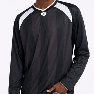 Camiseta de Manga Larga para Hombre, Jersey de Fútbol Americano de Poliéster, Logotipo Personalizado, Panel con Rayas, Top de Entrenamiento, Ropa Deportiva de Fútbol al por Mayor OEM, EE. UU. - Product Image 5