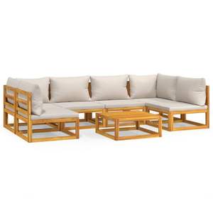 Conjunto Modular de Muebles de Jardín de Madera de Acacia Sólida Gris Claro, Muebles de Exterior de Primera Calidad - Product Image 2