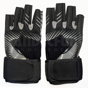 Gants de musculation professionnels gris et noirs avec bandes de maintien robustes pour les poignets |   Poignée antidérapante de qualité supérieure pour un équipement de musculation ultime - Product Image 2