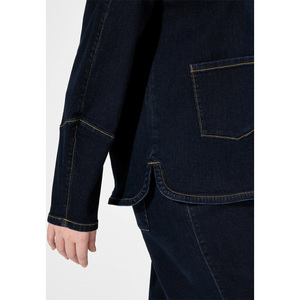 Veste en jean unie pour femme, col rabattu, simple boutonnage, poches plaquées, manches longues, décontractée, pour l'automne - Product Image 6