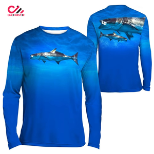 Customized Logo <b>Silk</b> Screen Printed Breathable Waterproof Fishing <b>Shirts</b> with Protection High Quality <b>Men</b> Fishing Jersey - Product Image 3