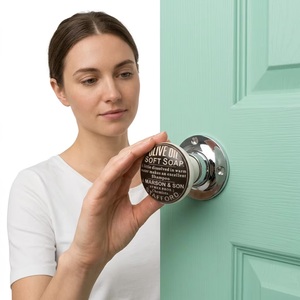 Pomo de Puerta Redondo de Cerámica Cromado con Etiqueta de Jabón Suave de Aceite de Oliva, Diseño Moderno, Tirador Duradero para Muebles de Cocina - Product Image 2