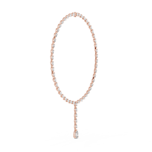 Collier en or rose avec diamant de laboratoire taille poire en forme de Y |   Collier de tennis élégant pour femmes, bijoux de luxe - Product Image 4