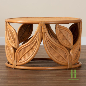 Eco-friendly Natural Wicker Rattan Coffee <b>Table</b> Round Handmade Boho Furniture for Living Room <b>Balcony</b> Hotel and Resort Use - Product Image 6