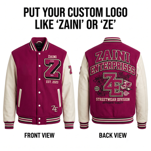 <b>Mens</b> Varsity <b>Jacket</b> 420 GSM Cotton Fleece Body PU Leather Sleeves Maroon <b>White</b> Chenille Embroidery Tackle Twill Custom Logo - Product Image 1