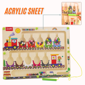 Wudly Giáo Dục Bằng Gỗ Đồ Chơi Tàu Từ Mê Cung Hội Đồng Quản Trị Cho Các Độ tuổi 3-5 Colour Phân Loại Câu Đố Với Từ Wand - Product Image 6