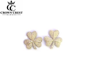 Premium Embroidered Shamrock Collar Badge Custom Gold Thread Bullion <b>Apparel</b> <b>Accessory</b> Sew On Clothing Badge Detailed Stitching - Product Image 6