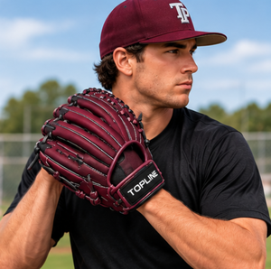TOPLINE products Burgundy Leather <b>Baseball</b> <b>Glove</b> for Outfield Lightweight Non Slip Custom Sizes <b>baseball</b> & Softball <b>glove</b> - Product Image 5