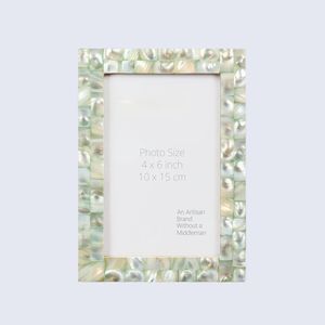 Cadre photo en os incrusté de fleurs |   Cadre photo décoratif artisanal fait main - Product Image 3