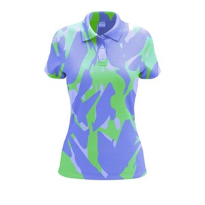 Polo de manga corta para mujer, color rosa, amarillo, estampado de camuflaje, ropa deportiva informal transpirable - Product Image 3