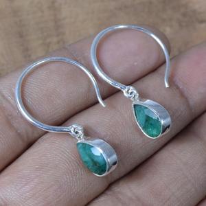 Pendientes de Plata de Ley 925 con Esmeralda en Forma de Gota, Joyería con Piedra de Nacimiento de Mayo, Regalo para Mujer, Boda, Exportación India - Product Image 5