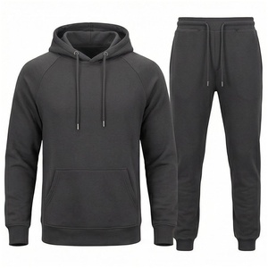 Conjunto Deportivo Gris para Hombre, Sudadera con Capucha de Manga Larga, Pantalones con Cordón, Color Sólido, Estilo Casual para Otoño, Corte Regular - Product Image 1