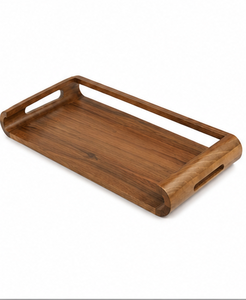 Bandeja de Servir Artesanal de Madera Maciza de Acacia con Asas, Plato de Madera para Servir Alimentos, Bandeja para Cocina, Desayuno, Hotel, Restaurante - Product Image 3