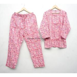 Conjunto de Pijama de 2 Piezas para Mujer, 100% Algodón, Estampado Paisley, Manga Larga, Cuello Redondo, Tejido Suave, Ropa de Dormir de Verano, Regalo - Product Image 6