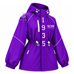 NCNW Chaqueta impermeable con capucha para mujer, color morado, con cremallera completa, cortavientos, cintura ajustable con cordón, puños elásticos, abrigo tipo anorak para exteriores - Product Image 2