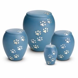 Handcrafted Metal Pet <b>Urn</b> for Dog Ashes and <b>Cat</b> Keepsake Multi Size Matte Blue Pet Casket Memorial Supplies for Funeral - Product Image 1