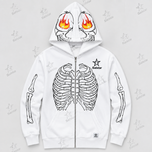 Sudadera con Capucha Blanca para Hombre Salstar, con Cierre, Estampado de Calavera, Estilo Casual, Corte Regular, para Otoño - Product Image 3