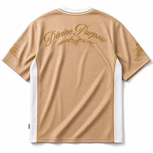 เสื้อเจอร์ซีย์ตาข่ายสไตล์บาสเก็ตบอลผู้ชายขนาดใหญ่พิเศษแบบ OEM สีแชมเปญโกลด์ รุ่น Retro 99 ปักลายสตรีทแวร์ - Product Image 3