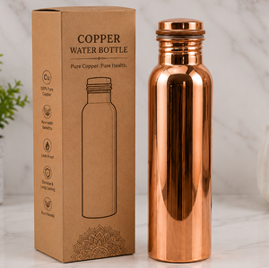 Bouteille d'eau CopperElite Wellness, surface lisse, gourde en cuivre, écologique, anti-fuite, vaisselle de voyage, design minimaliste - Product Image 1
