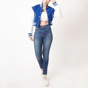 Women's Winter Windproof Crop Top Varsity Jackets with Stand Collar Varsity jackets Featuring Breathable Long Sleeves Jackets - Product Image 3