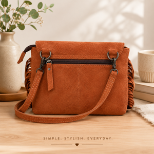 Sac à bandoulière en cuir suédé artisanal à franges pour femme, sac à main floral western, pour le quotidien, les voyages, le bureau, décontracté, mode - Product Image 3
