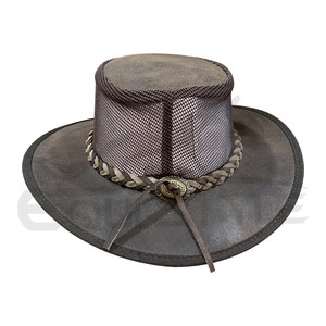 Bulk Quantity Leather Western <b>Hat</b> Mesh Crown Braided <b>Band</b> Breathable Unisex 56 58CM Outdoor Summer Cowboy Country <b>Hat</b> - Product Image 1