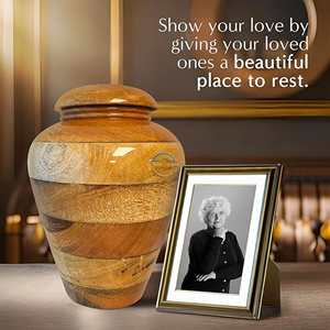 Solid Oak Wooden Urn with Decorative Finish Custom Logo Wooden Cremation Urn Supplier - Product Image 2