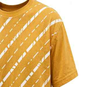NEXTEX ชุดเสื้อยืดลายทางสำหรับทุกเพศสีมัสตาร์ดสีขาวผ้าฝ้ายเนื้อนุ่มสองชิ้น - Product Image 5