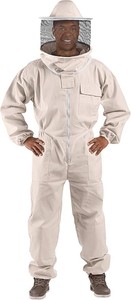 Combinaison d'apiculteur intégrale blanche avec voile amovible, niveau D, coupe régulière, respirante, polyester, coutures surjetées - Product Image 2