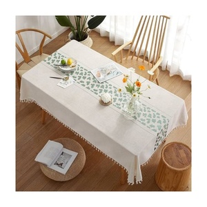 <b>Table</b> <b>Cloth</b> Bulk Supplier Christmas Embroidered Twin Tone Tasselled Wrinkle Free OEM Private Label Export - Product Image 3