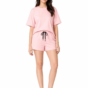 Women Costum Color T Shirt And Shorts Set Casual Two Piece Summer Lounge Wear Comfortable Soft fabric Comfortable Breathable - Product Image 1