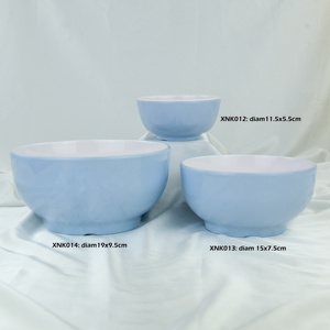Melamine Soup Dish Blue <b>White</b> Luxury Polished Durable 3pc <b>Set</b> Food Grade Certified Dishwasher Microwave Safe Non-Toxic - Product Image 6